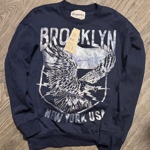 No Boundaries Navy Blue Graphic Crewneck Sweater